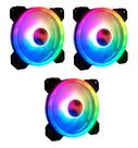 Kit 3 Cooler Rgb Fan 120mm 12cm Dupla Face Conector Controladora 6 Pinos