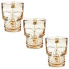Kit 3 Copos Caneca Caveira Ambar Crânio Drink Chopp Vidro