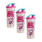 Kit 3 Copos Infantis Tupperware com Bico Kids Arlequina 470ml