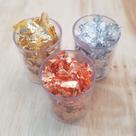 Kit 3 cores Folhas de Ouro, Prata, Rose Gold Foil Metalizada Unha Resina
