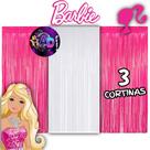 kit: 3 Cortina Metalizada , Barbie Decoração , Festa , Aniversário, Adereços , Banner , Festival, Comemoração