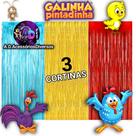 kit: 3 Cortina Metalizada, GALINHA PINTADINHA Festa, Aniversário, Adereços, Banner, Festival, Comemoração
