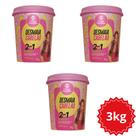 Kit 3 Creme de Tratamento para Pentear e Hidratante 2 em 1 Regarv 1kg Corpo Dourado Todos os Tipos de Cabelo -