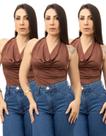 Kit 3 Cropped Feminino Costas Nua Drapeado Moda Gringa Verão Tendência