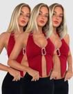 Kit 3 Cropped Feminino Suplex Frente Única Fivela Orgânica Recorte Frontal Moda Verão
