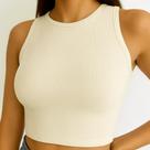 Kit 3 - Cropped Regata Canelado Feminino Várias Cores, Tamanho Único
