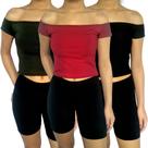 Kit 3 Croppeds Femininos Ciganinha Ombro a Ombro Lisos Cores Sortidas Suplex Pp ao Plus Size Kit 3 Croppeds Femininos Ciganinha Ombro a Ombro Lisos Cores Sortidas Suplex Pp ao Plus Size