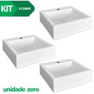 Kit 3 Cuba Pia de Apoio Sobrepor Quadrada 32x30 Branca Banheiro Lavabo Beltempo BT2002