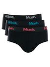 Kit 3 Cuecas Masculinas Slip Elástico Cotton Basic 113.06 Mash Preto