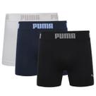 Kit 3 Cuecas Puma Boxer Sem Costura Poliamida Respirável