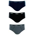 Kit 3 Cuecas Slip 100% Algodão Mash - Azul/Preto/Cinza