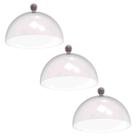 Kit 3 Cúpulas de Plástico 30cm para Bolos Tortas Doces Padaria Hotel Crippa Amêndoa