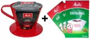 Kit 3 cx Filtro Papel 1 Suporte plást Melitta nº100 Vermelho