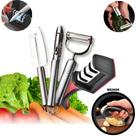 Kit 3 Descascadores Inox Legumes E Amolador Faca Afiador Profissional com cabo 3 EM 1