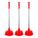 Kit 3 Desentupidor Sanitário Cabo Inox 55cm Borracha De Sucção 17cm Alta Capacidade Kit 3 Desentupidor Sanitário Cabo Inox 55cm Borracha De Sucção 17cm Alta Capacidade