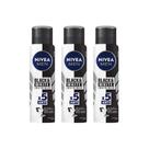 Kit 3 Desodorante Antitranspirante Aerosol Nivea Men Invisible Black & White 150ml