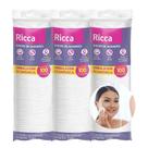 Kit 3 Disco de Algodão com 100un Removedor de Maquiagem Limpeza de Pele Rosto Skin Care Ricca