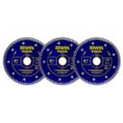 Kit 3 Discos Corte Porcelanato Diamantado Turbo Irwin 4 3/8'' 110mm Mármore Granito Cerâmica Serra