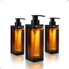 Kit 3 Dispenser De Parede Suporte Marrom Âmbar 400ml Banheiro Box Hotel Pousada