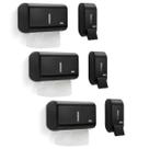 Kit 3 Dispenser Papel Toalha + 3 Saboneteira 400 Ml Compacto Urban Preto Premisse