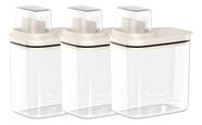 Kit 3 Dispenser para Sabão Líquido ou em Pó 1,5L Branco OU