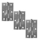 Kit 3 Dobradiça para Porta De Madeira Interna 3,5x2,5 Galvanizada + Parafusos