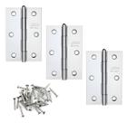 Kit 3 Dobradiças Para Porta Em Aço Inox Stam Com Parafusos