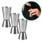 Kit 3 Dosador Duplo Inox Copo Medidor Bebida Bar 25/50ml