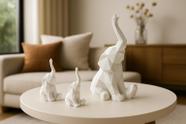 Kit 3 Elefantes Decorativos Família Geométricos Modernos, perfeitos para Sala, Quarto, Escritório e