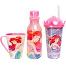 Kit 3 em 1 Ariel Pequena Sereia Infantil Copo Garrafinha e Caneca Plautil