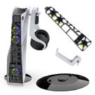 Kit 3 em 1 Base Disco Cooler Led Suporte para Fone Compatível com Playstation 5 Slim Disco Digital