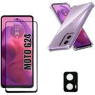 Kit 3 em 1 Capa Anti Impactos + Película 3D de Vidro + Película de Câmera para Motorola Moto G24 Kit 3 em 1 Capa Anti Impactos + Película 3D de Vidro + Película de Câmera para Motorola Moto G24