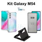 Kit 3 em 1 Capa Transparente + Película 3D de Vidro + Suporte de Mesa para Samsung Galaxy M54