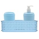 Kit 3 em 1 Higiene Plasútil para Bebê e Mamãe C/ Cestinha Organizadora Enxoval Azul