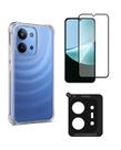 Kit 3 em 1 Para Redmi 15C Capa TPU + Película 3d + Película Da Câm Lente
