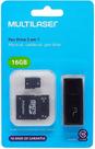 Kit 3 em 1 Pen Drive 16GB + Adaptador SD + Cartão de Memória Classe 10 com Trava de Segurança - Multilaser MC112