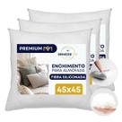Kit 3 Enchimento 45x45 Refil Almofada Fibra Siliconada Hipoalergênico Antimofo Premium