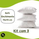 Kit 3 Enchimentos Refil Almofada 70x70 Fibra Siliconada 450g