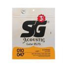 Kit 3 encordoamento corda para violão aço sg 010-047 set