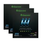 Kit 3 Encordoamento Guitarra Híbrida Giannini Electric GEEGSTH10 Nickel .010
