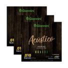 Kit 3 Encordoamento Violão Giannini Acústico GESWA12 Bronze 65/35 0.010"