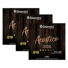 Kit 3 encordoamentos giannini geswam violao bronze 0.010