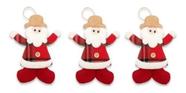 Kit 3 Enfeite De Natal Pendente Boneco Xadrez Papai Noel