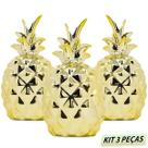 Kit 3 Enfeite Mesa Abacaxi Decorativo Estatueta Escultura Objeto Decoração Para Festa Jardim Rack Sala Quarto Cozinha