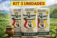 Kit 3 Erva Mate Rei verde Export Padrão Uruguaio Clássica 1kg