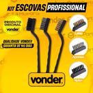 Kit 3 Escova De Aço Vonder Profissional Multiuso Para Limpar Grelha Fogão Multifuncional Cabo Longo