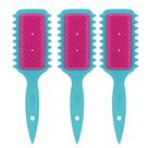 Kit 3 Escova de Cabelo Fitagem Definidora de Cachos Ricca Flex Fita Curl Azul