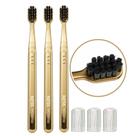 Kit 3 Escova de Dente Metalic Dourada Kess Pro 10k Cerdas Extra Macias