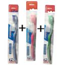 Kit 3 Escova Dental Adulto Cerdas Média + Protetor de Cerdas e Limpador de Língua