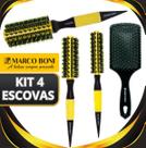 Kit 3 Escovas Térmicas De Cerâmica Profissionais Cabelo Marco Boni 6204 e Escova Raquete